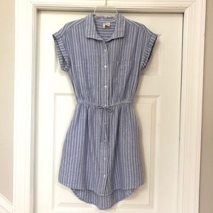 Japna Blue & White Striped Button Up Tunic Dress
